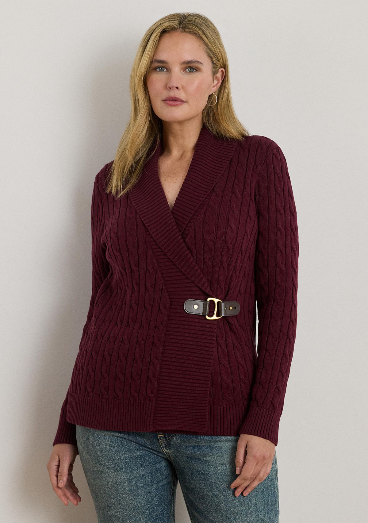 Womens Buckled Cotton Sweater