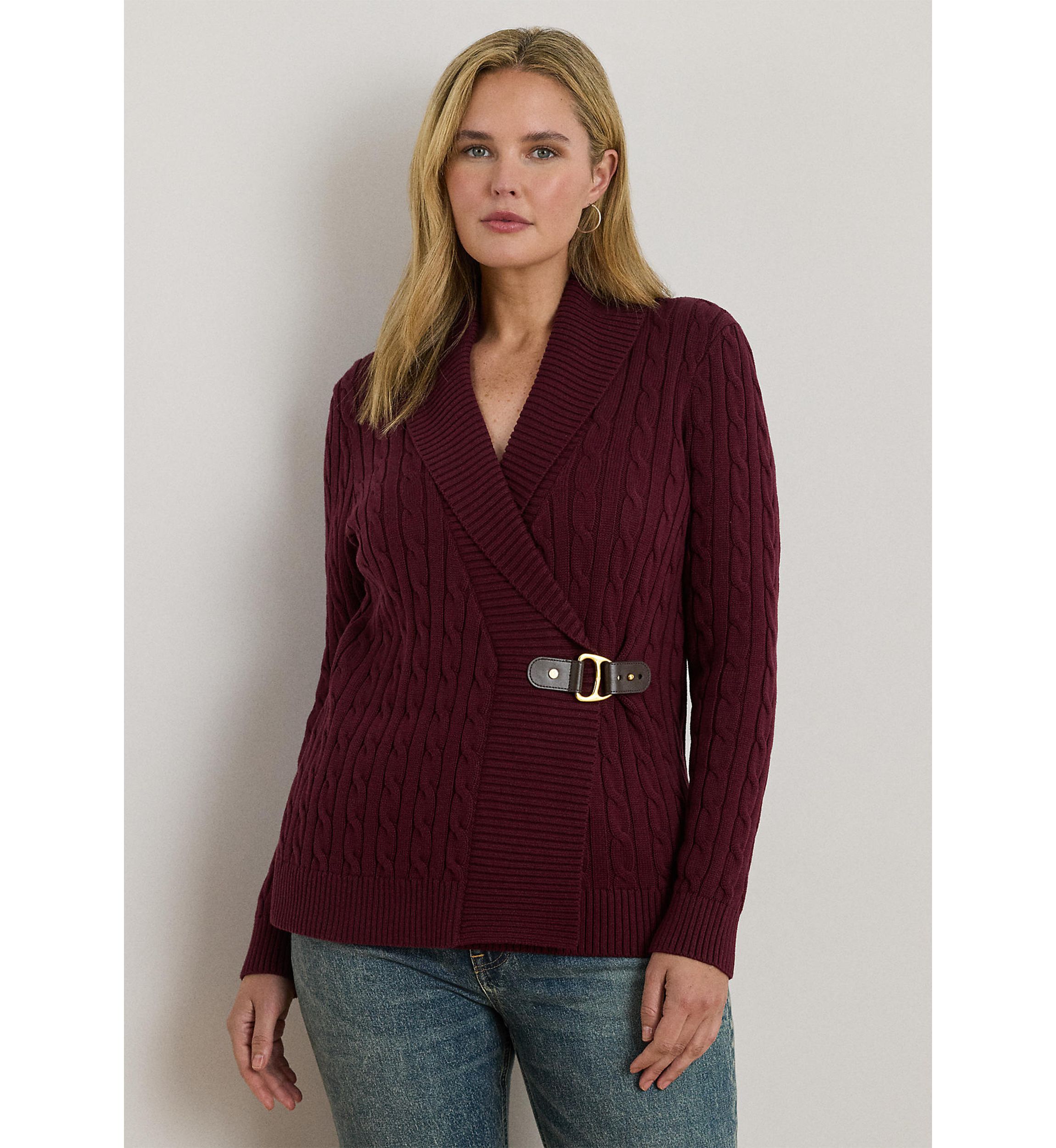 Womens Buckled Cotton Sweater