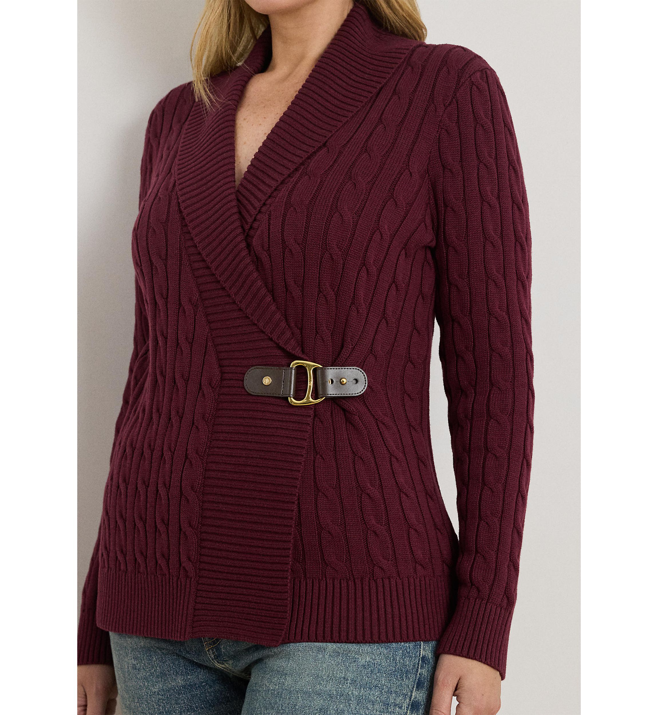 Womens Buckled Cotton Sweater