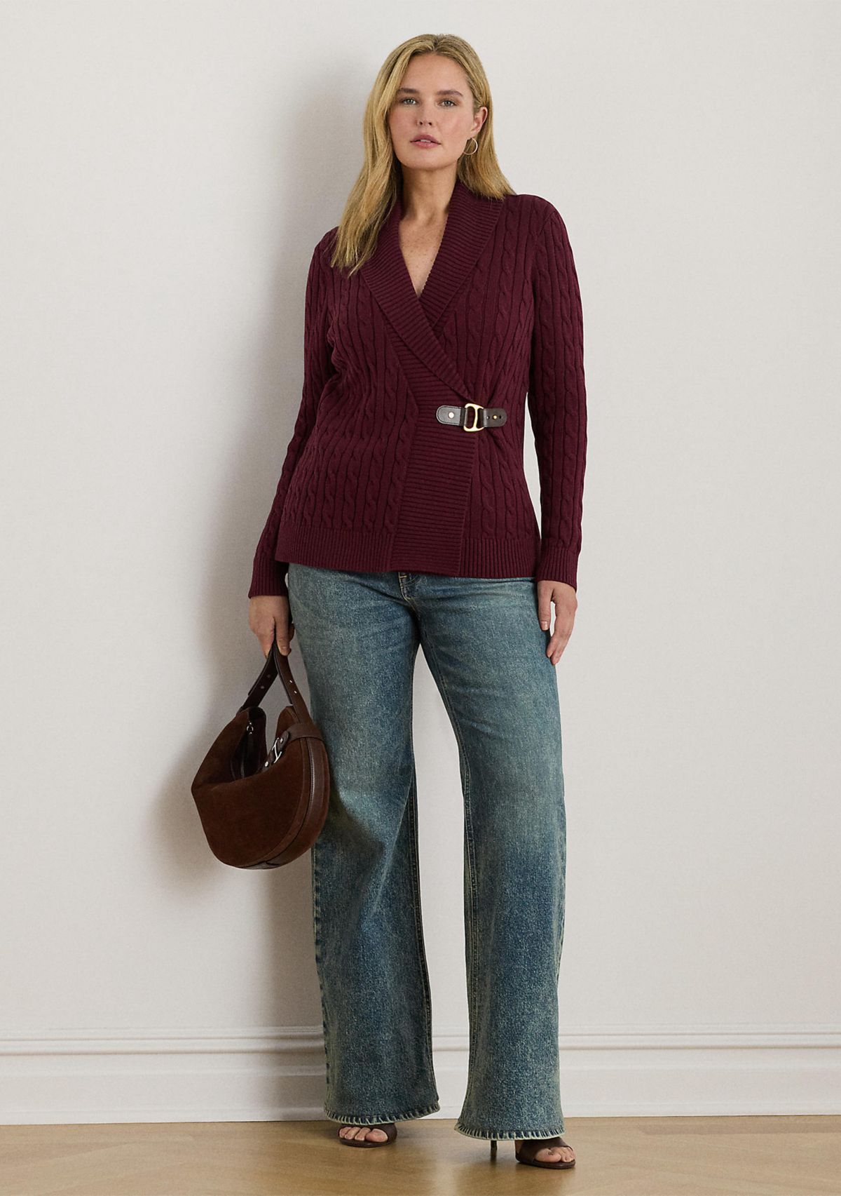 Womens Buckled Cotton Sweater