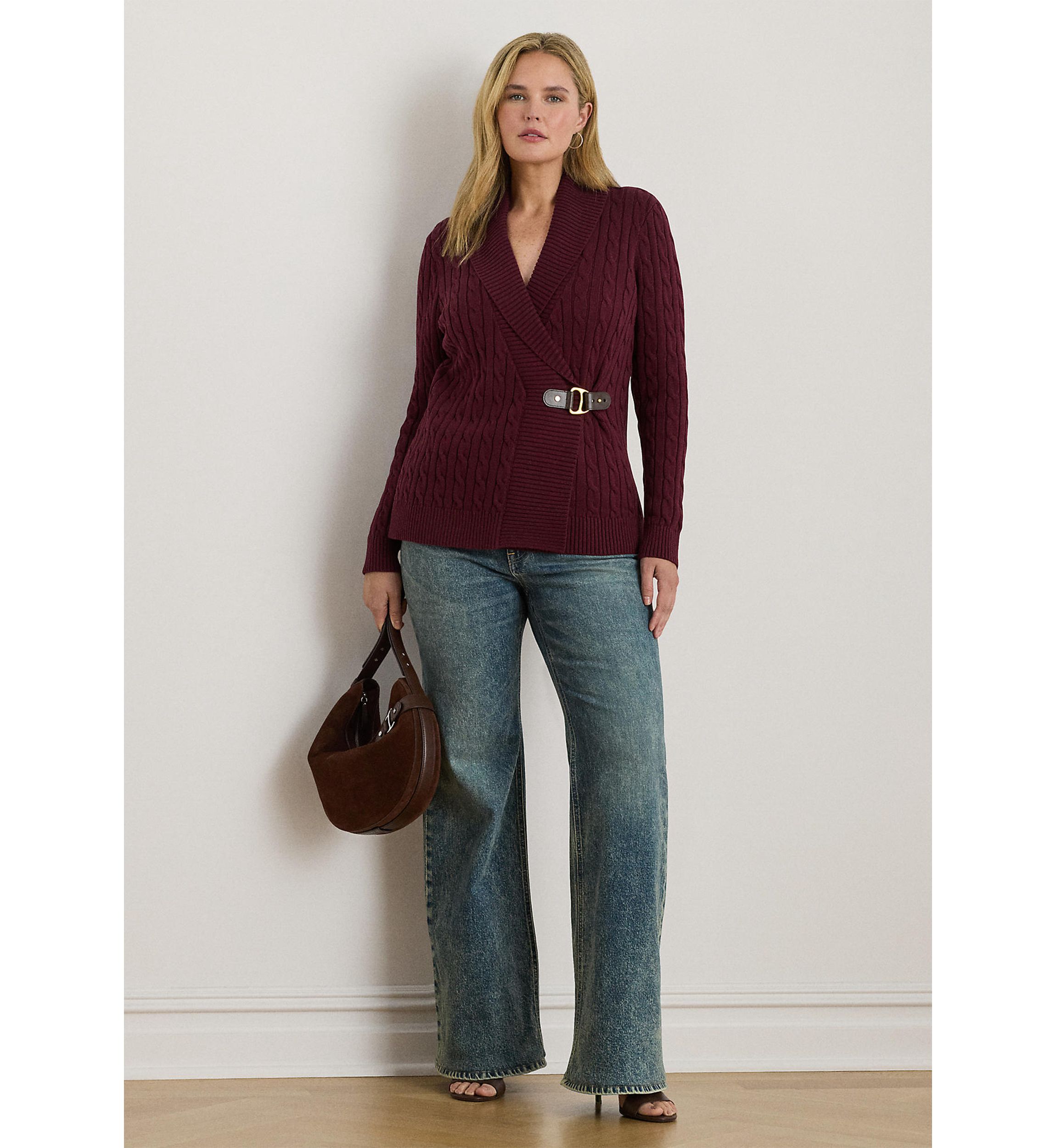 Womens Buckled Cotton Sweater