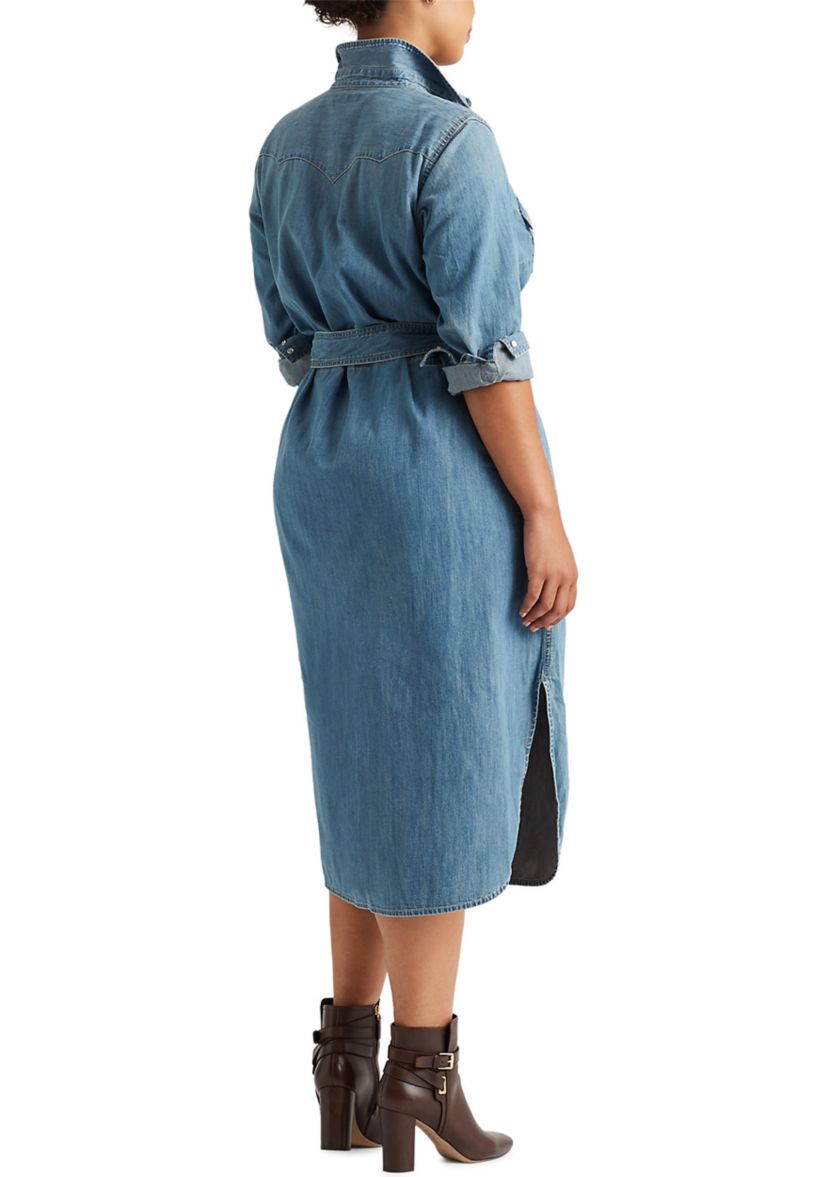 Plus Size Western Denim Shirt Dress