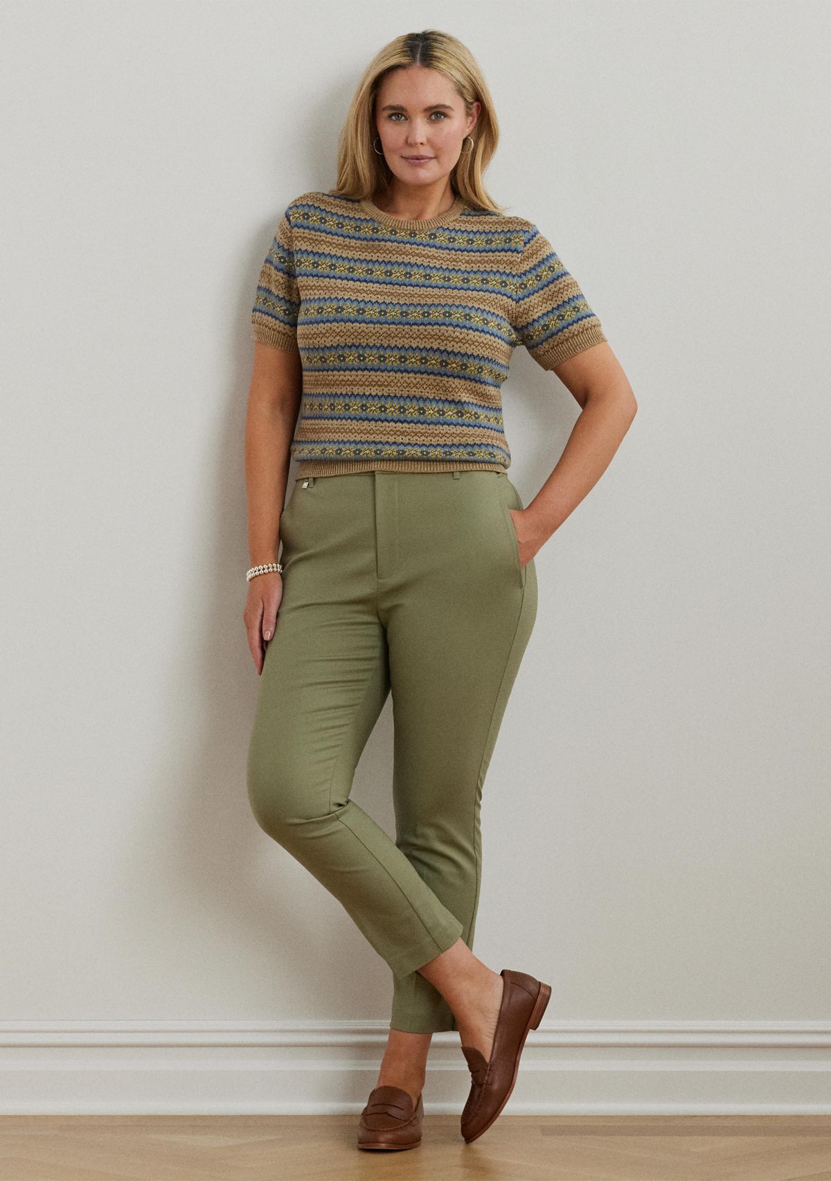 Plus Size Stretch Cotton Blend Pants