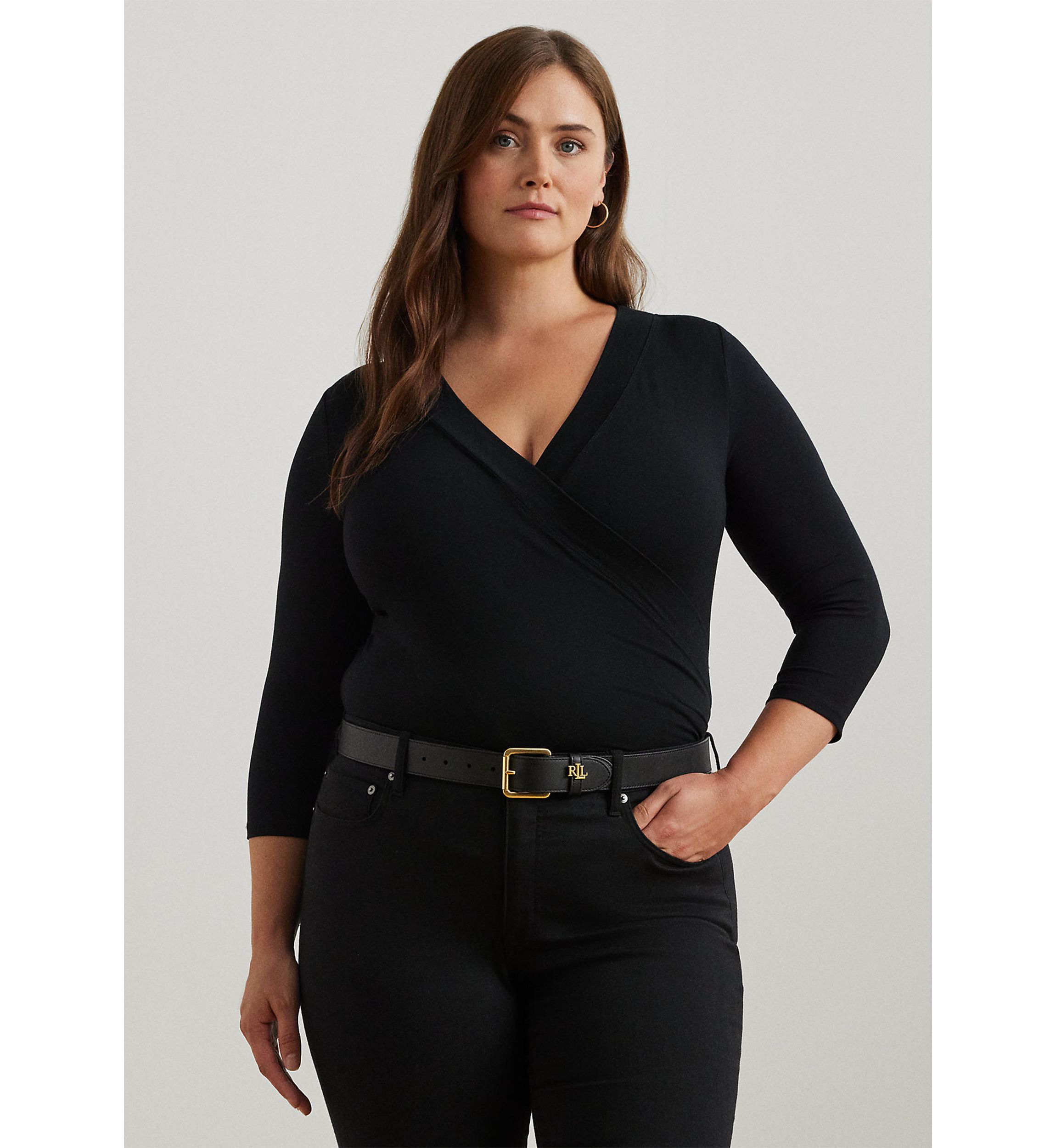 Plus Size Wrap-Style Jersey Top