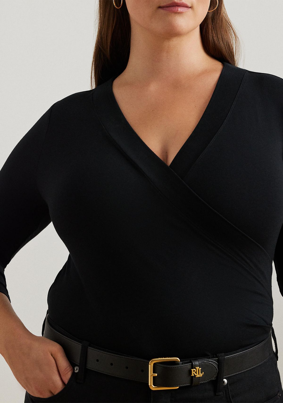 Plus Size Wrap-Style Jersey Top