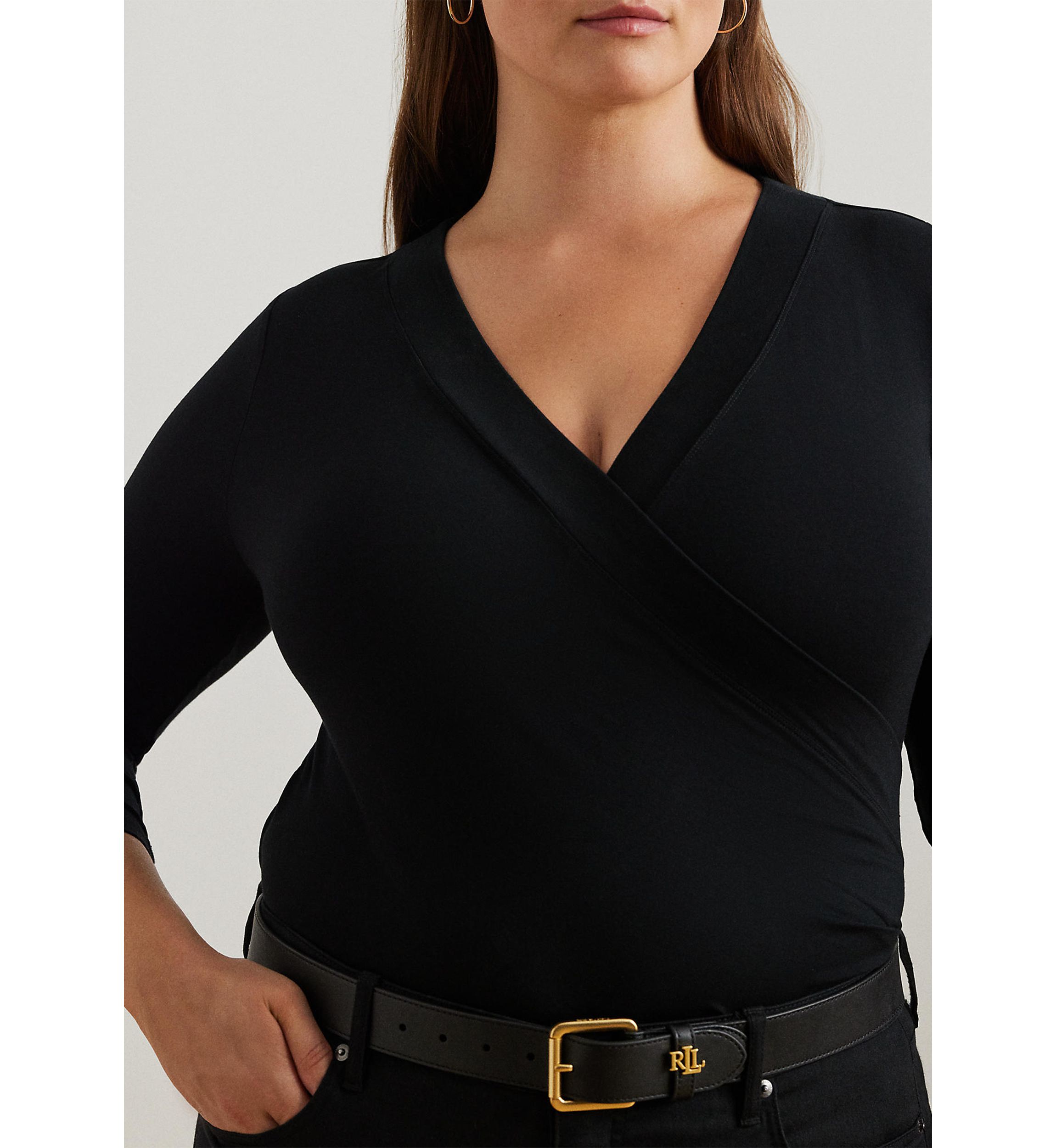 Plus Size Wrap-Style Jersey Top