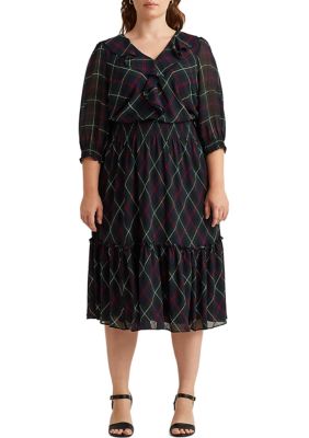Lauren Ralph Lauren Plus Size Plaid Georgette Dress | belk