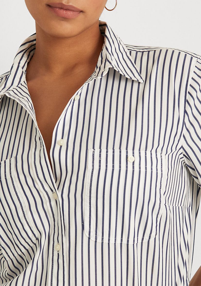 Plus Size Striped Cotton Shirt