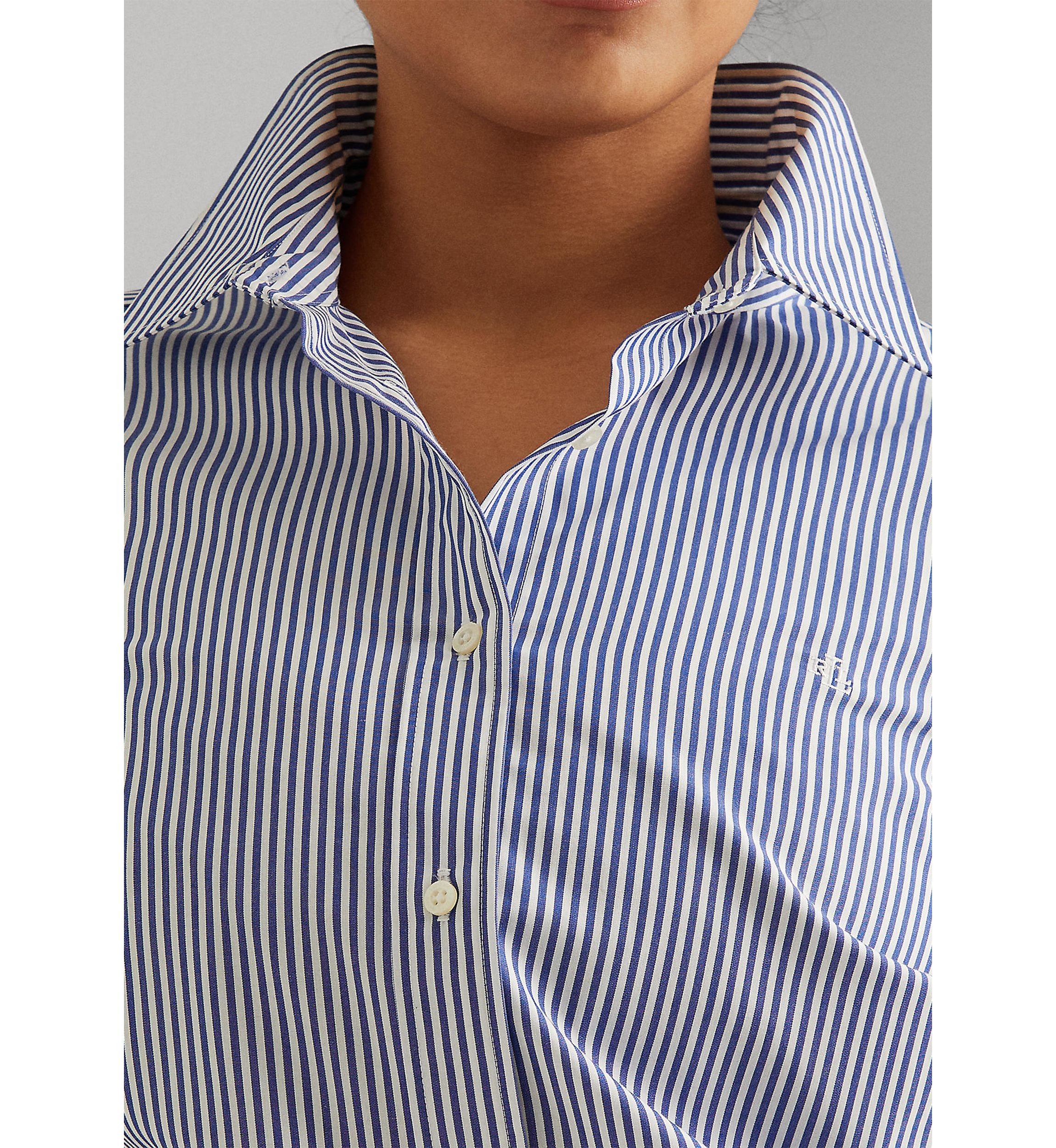 Plus Size Striped Easy Care Cotton Shirt
