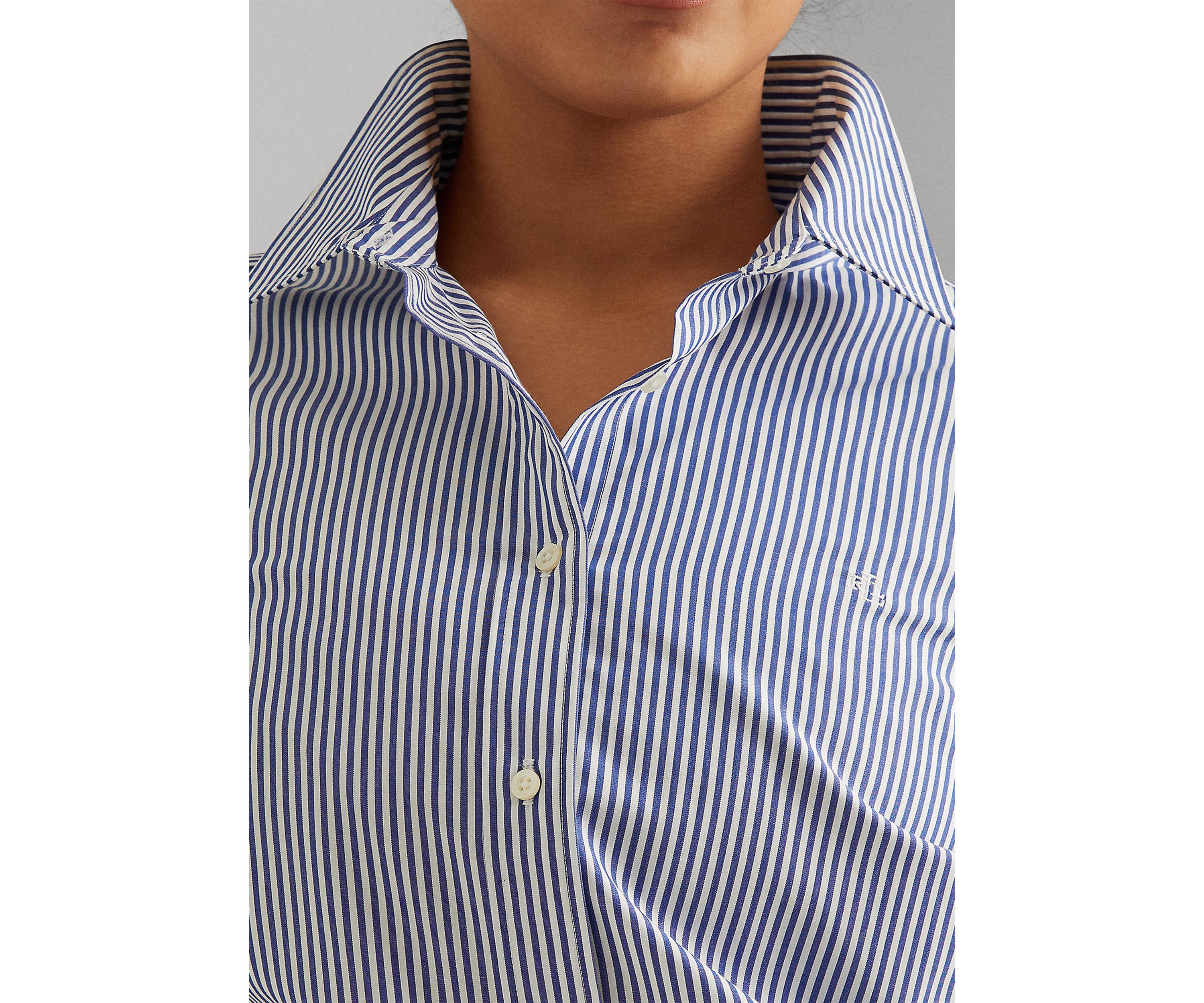 Plus Size Striped Easy Care Cotton Shirt