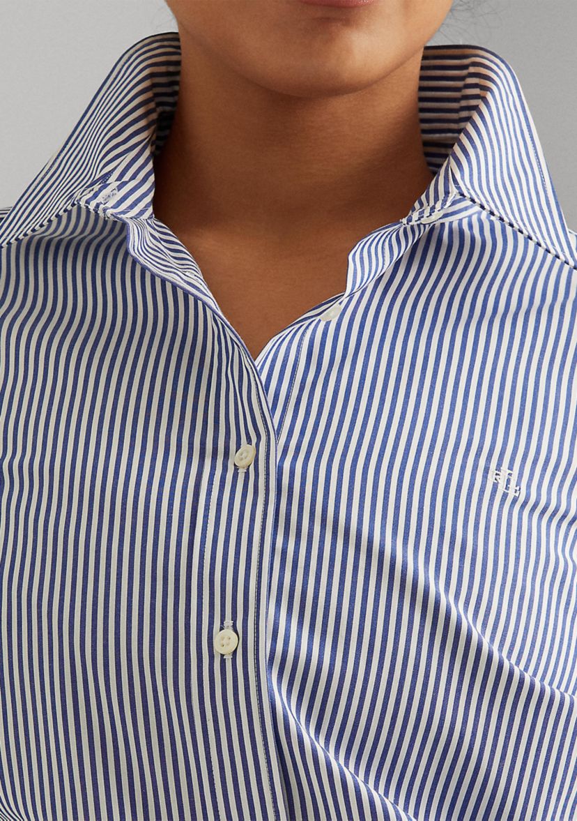 Plus Size Striped Easy Care Cotton Shirt