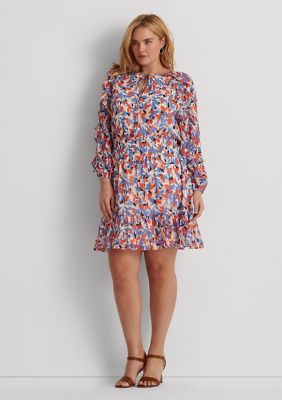 Lauren Ralph Lauren Plus Size Floral Crinkled Georgette Dress