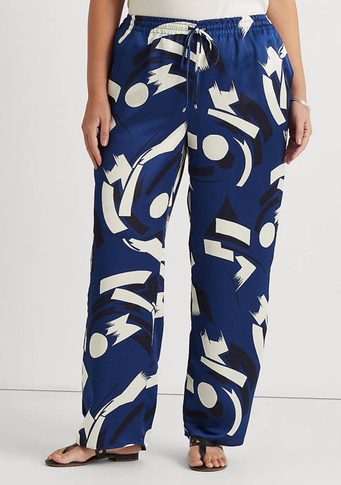 Lauren Ralph Lauren Plus-Size Geometric-Print Charmeuse Wide-Leg