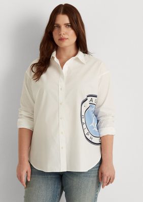 Lauren Ralph Lauren Plus Size Logo Cotton Broadcloth Shirt | belk