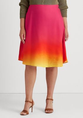 Lauren Ralph Lauren Plus Size Ombré Linen Blend Midi Skirt | belk