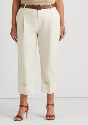 Lauren Ralph Lauren Plus Size Cropped Wide-leg Twill Pants In Pink