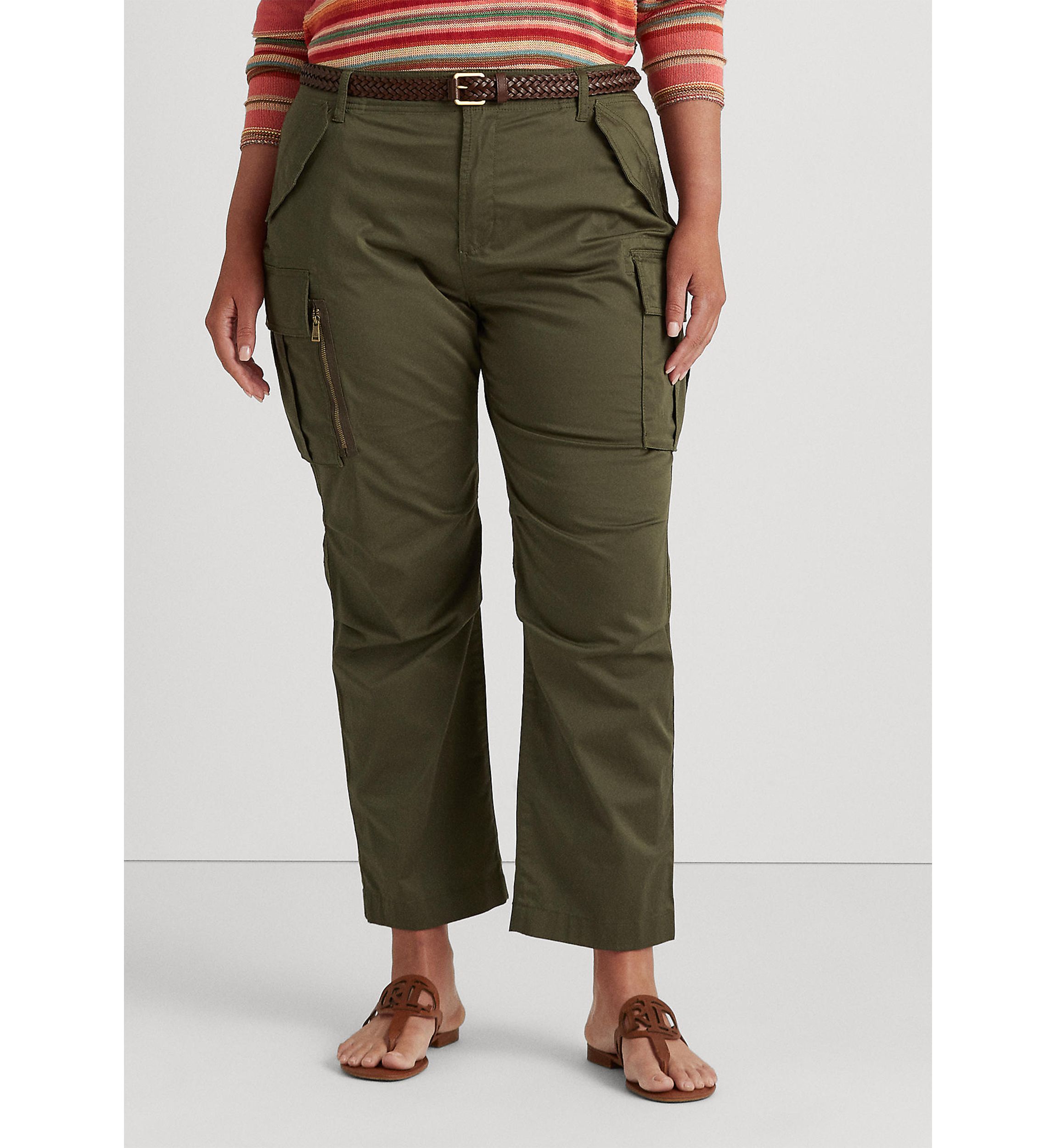 Plus Size Cotton Sateen Cargo Pants