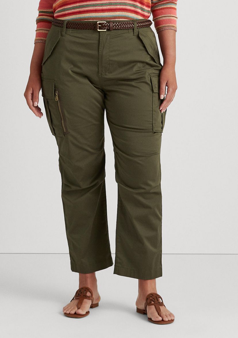 Plus Size Cotton Sateen Cargo Pants