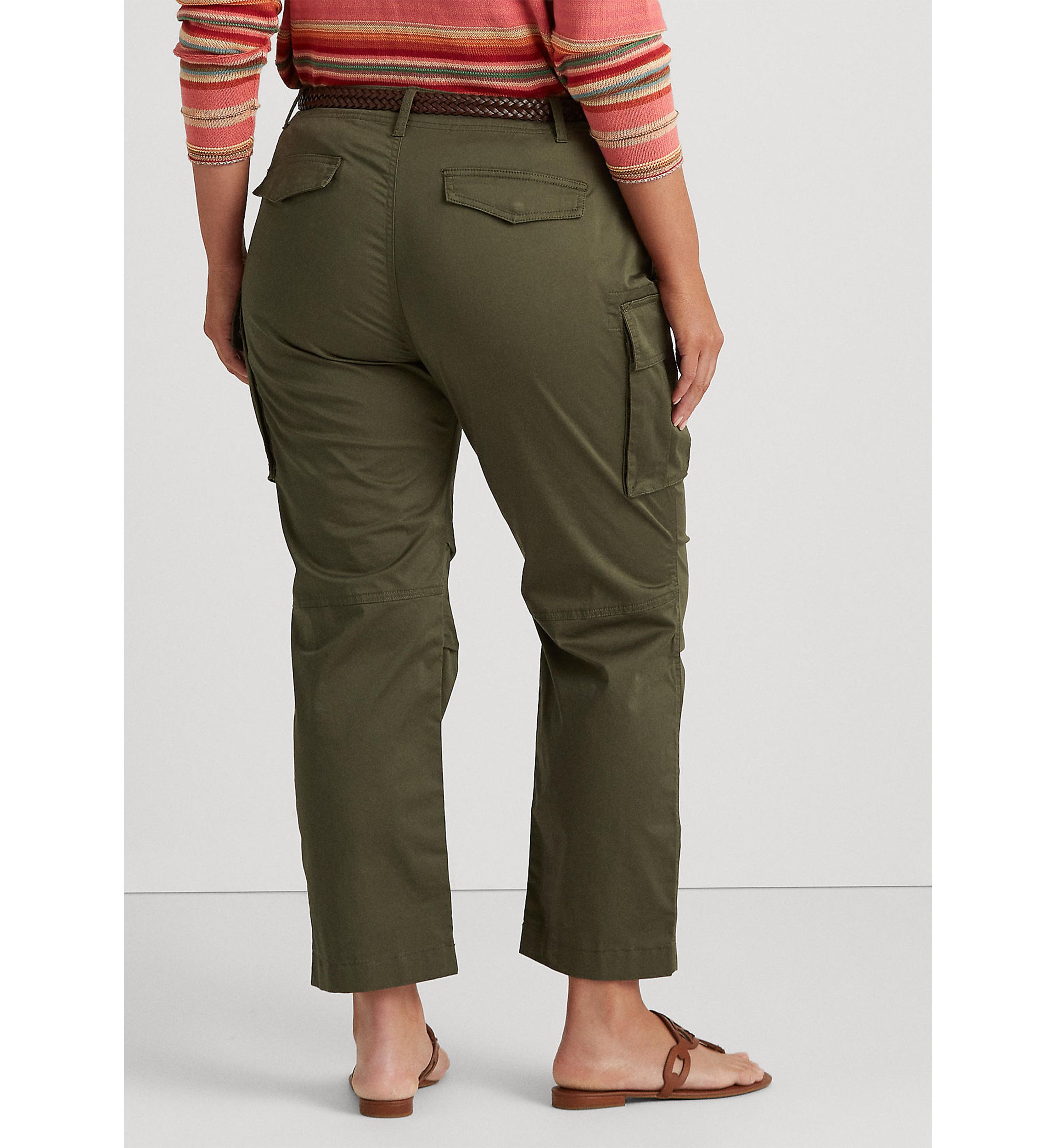 Plus Size Cotton Sateen Cargo Pants
