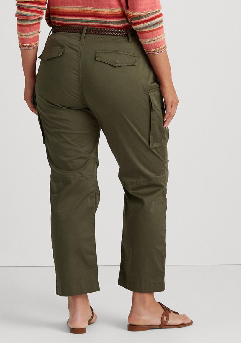 Plus Size Cotton Sateen Cargo Pants