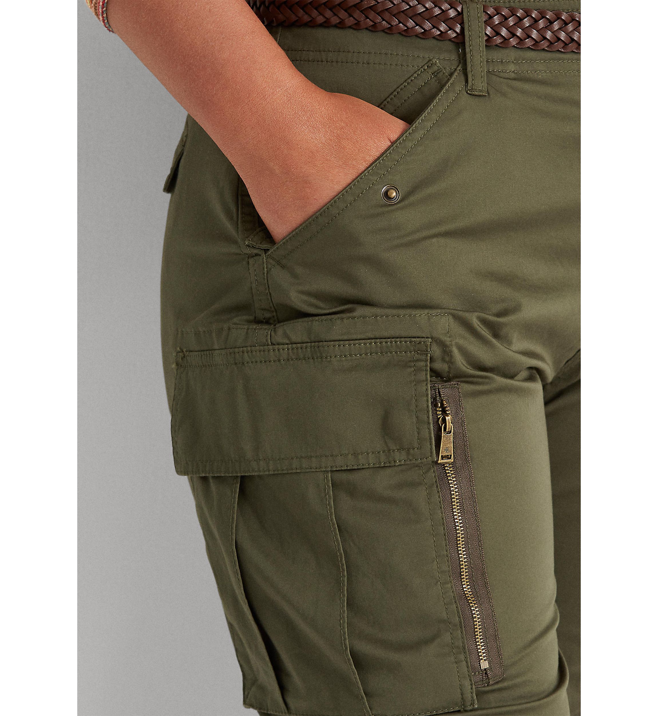 Plus Size Cotton Sateen Cargo Pants
