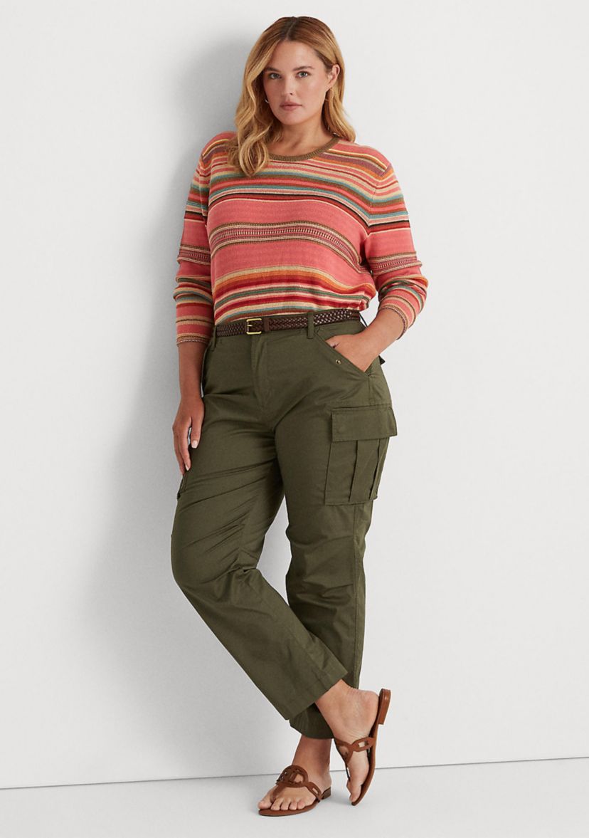 Plus Size Cotton Sateen Cargo Pants