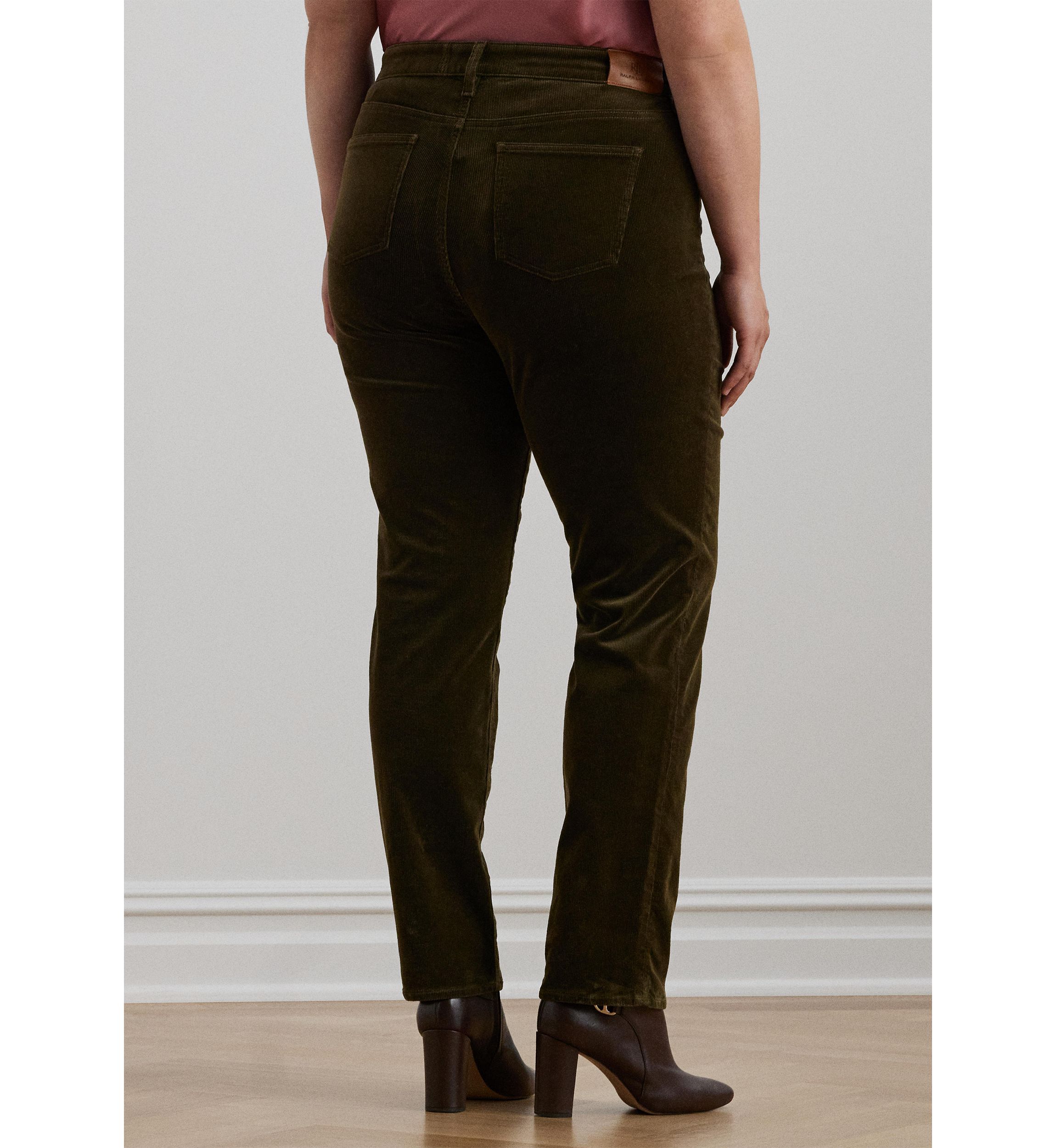 Plus Size Stretch Corduroy Mid Rise Straight Pants
