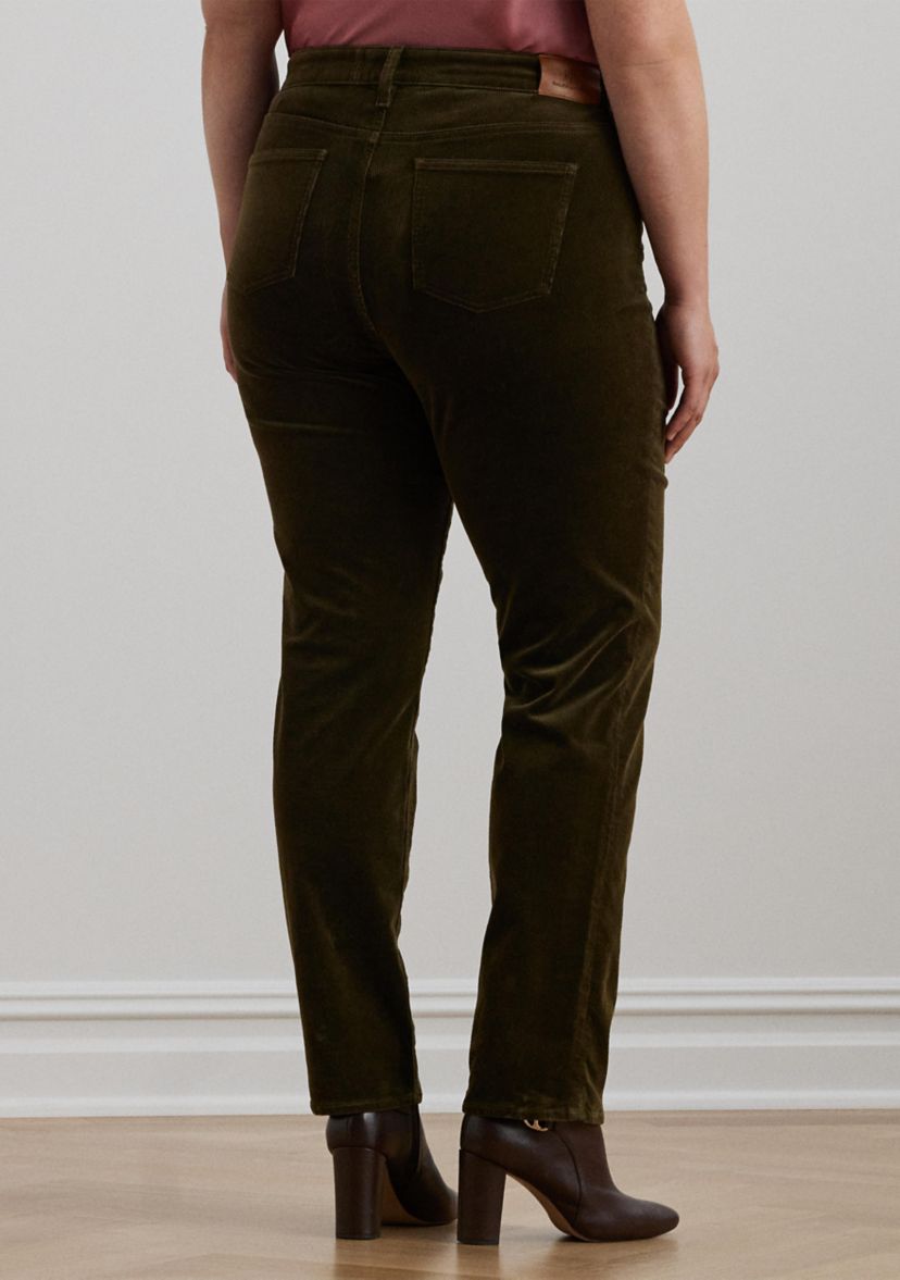 Plus Size Stretch Corduroy Mid Rise Straight Pants