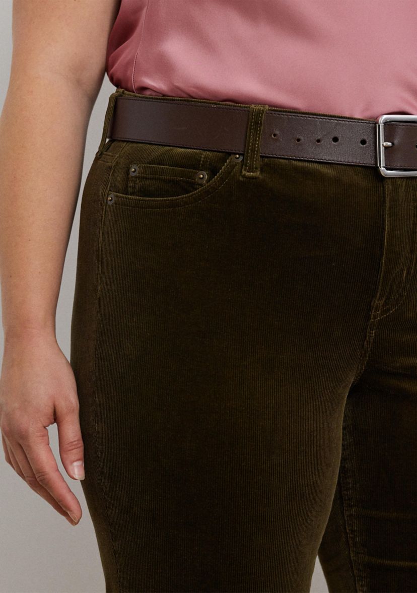 Plus Size Stretch Corduroy Mid Rise Straight Pants