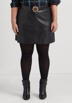 Lauren Ralph Lauren Plus Size Leather Pencil Mini Skirt | belk