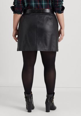 Lauren Ralph Lauren Plus Size Leather Pencil Mini Skirt | belk