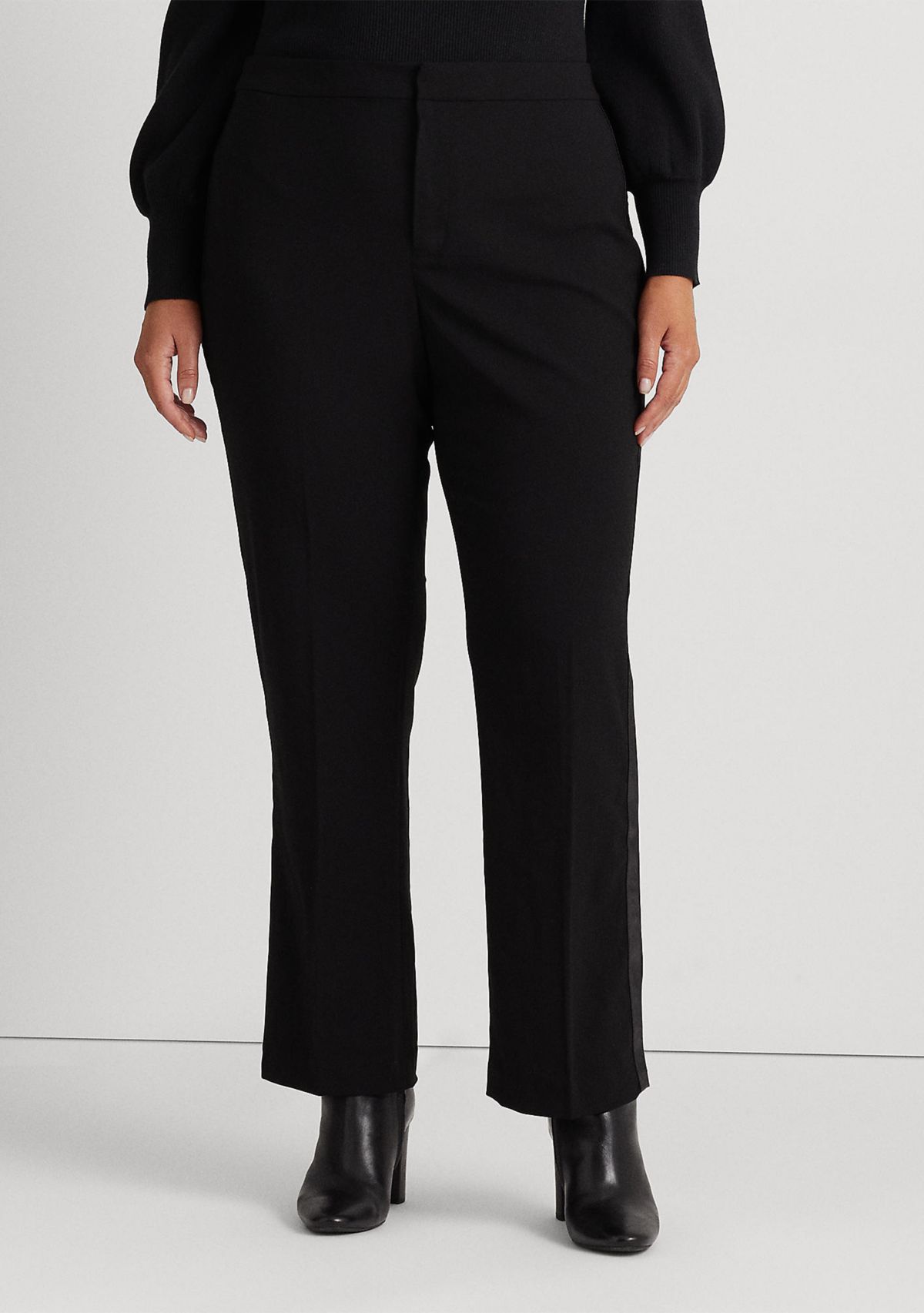 Plus Size Side Stripe Wool Crepe Pants