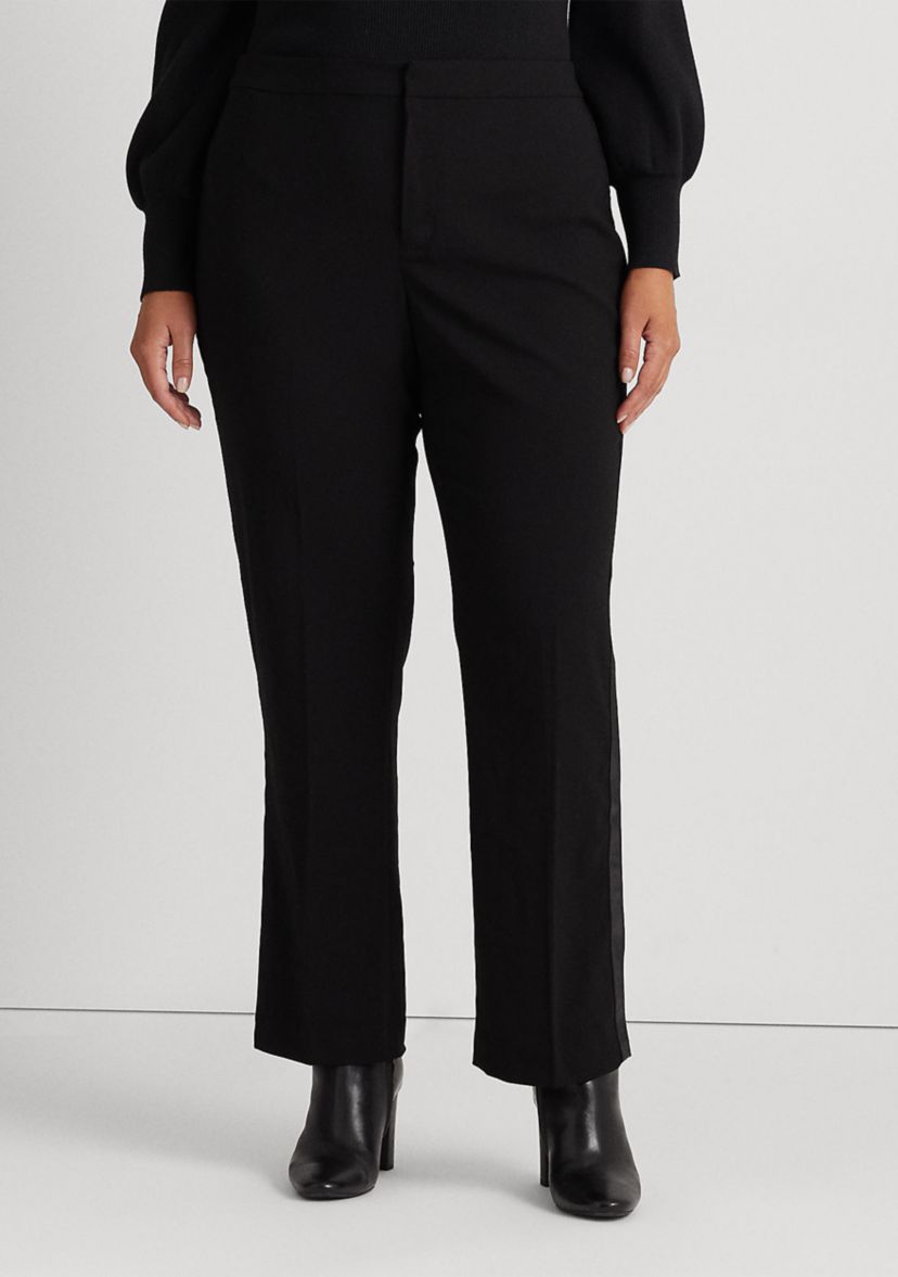 Plus Size Side Stripe Wool Crepe Pants