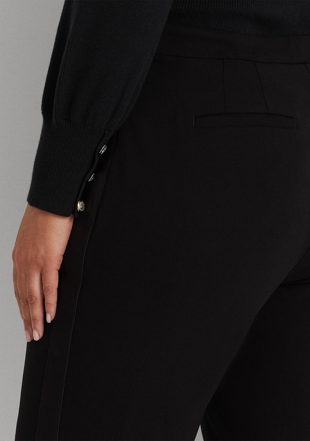 Plus Size Side Stripe Wool Crepe Pants