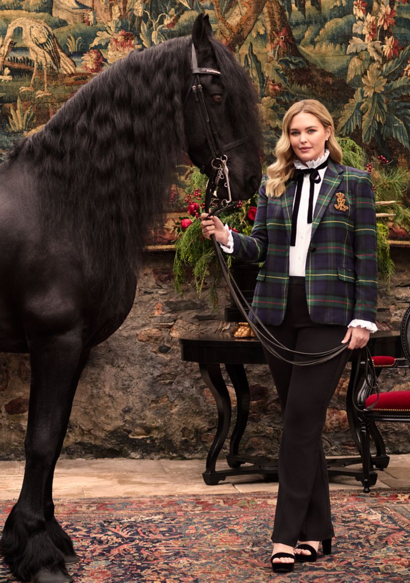 Plus Size Side Stripe Wool Crepe Pants