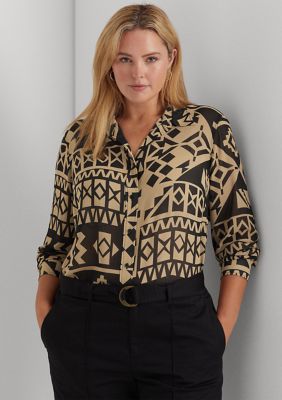 Lauren Ralph Lauren Plus Size Geo-Print Georgette Shirt | belk