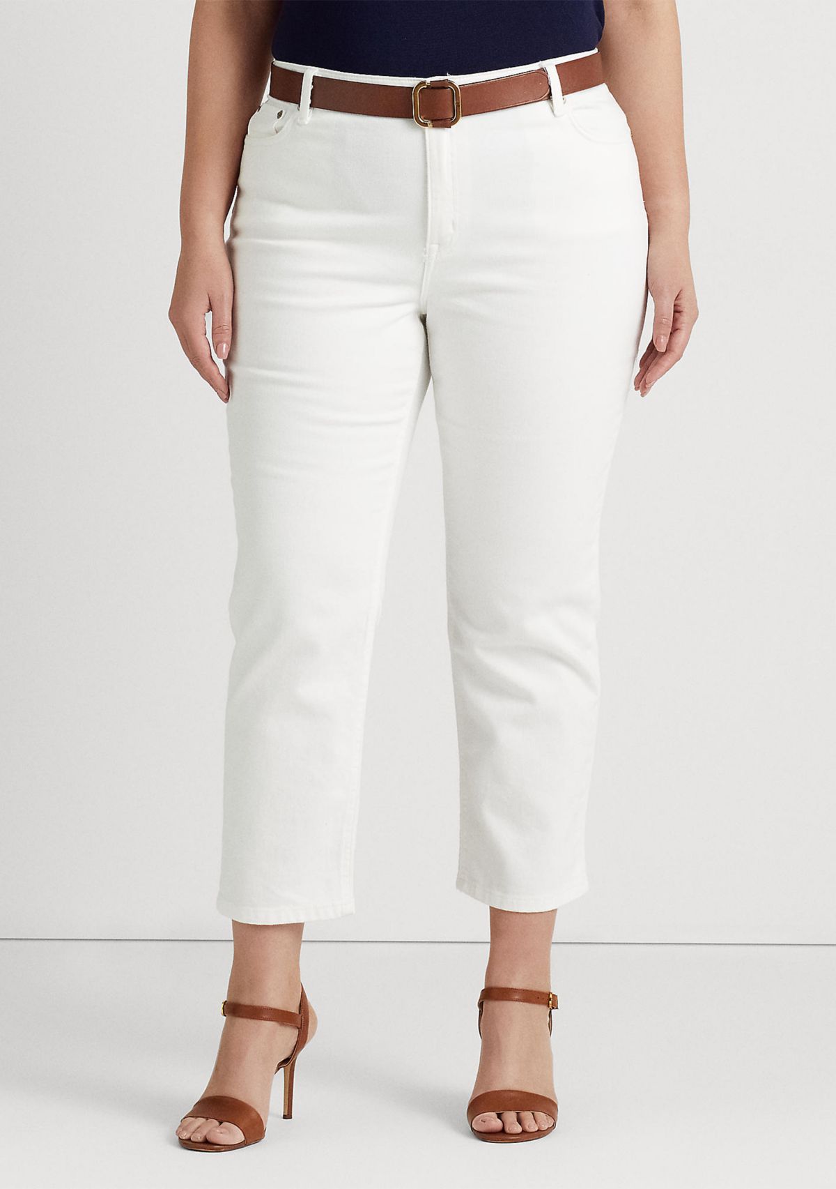 Plus Size High Rise Straight Ankle Jeans