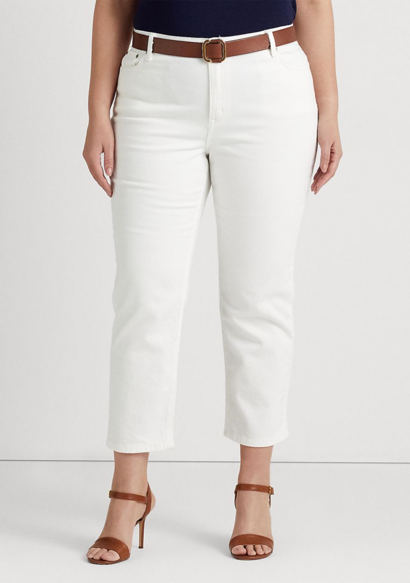 Plus Size High Rise Straight Ankle Jeans