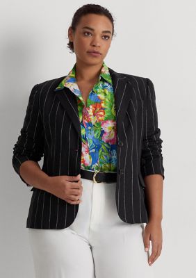 Lauren Ralph Lauren Plus Size Pinstripe Linen Blazer