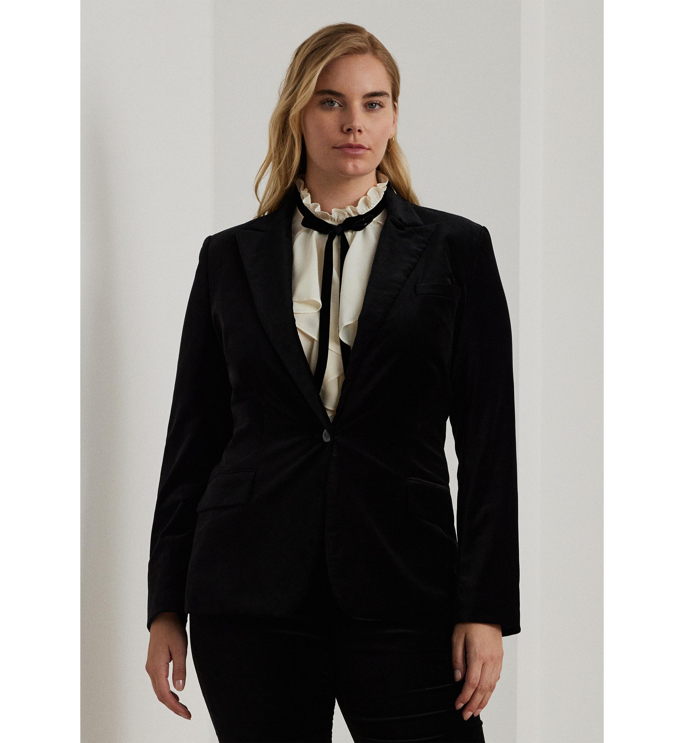 Plus Size Stretch Velvet Blazer