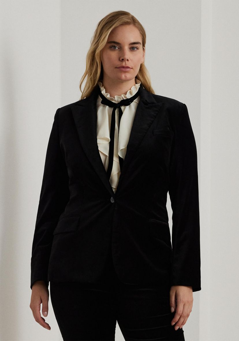 Plus Size Stretch Velvet Blazer