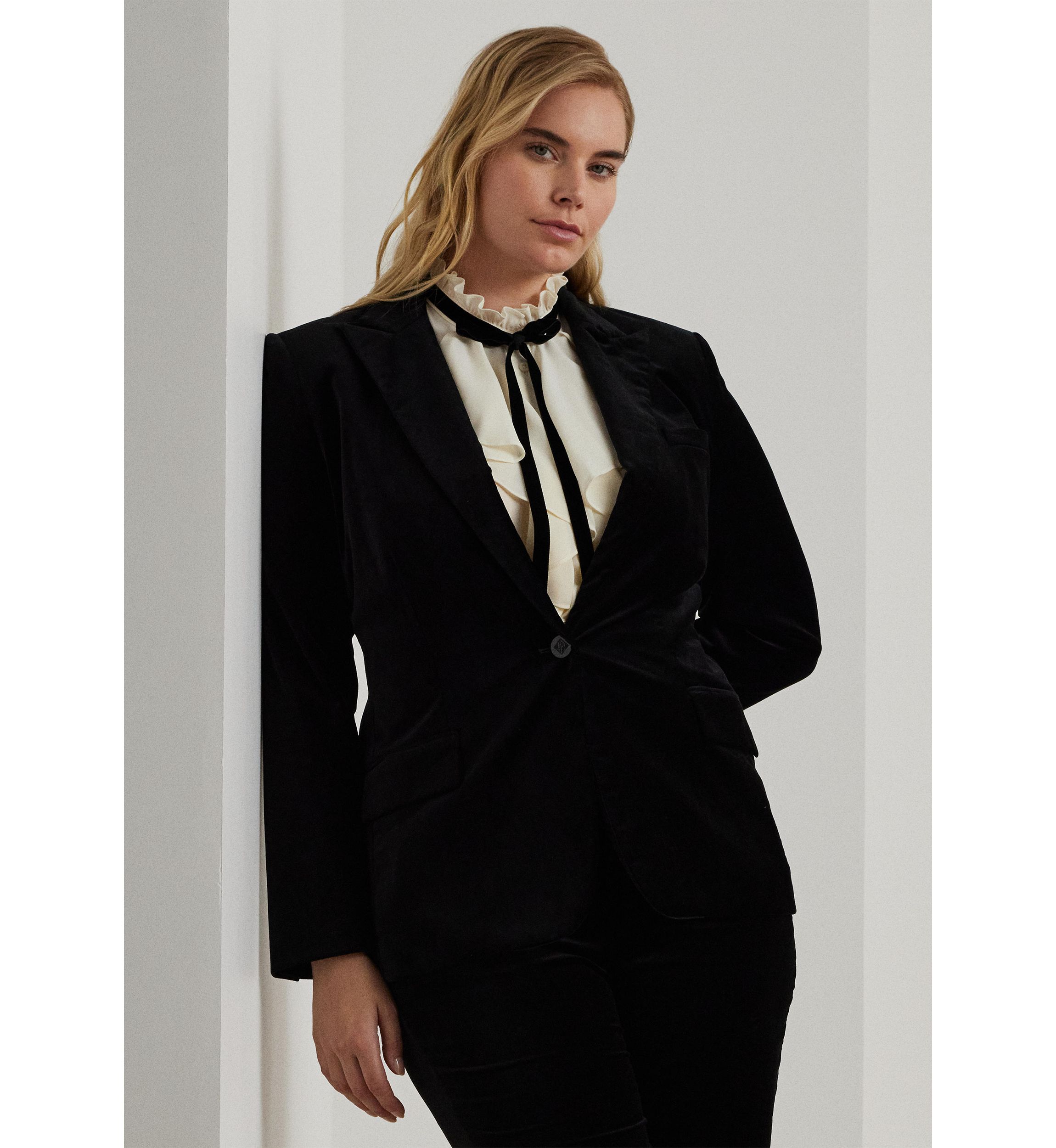 Plus Size Stretch Velvet Blazer
