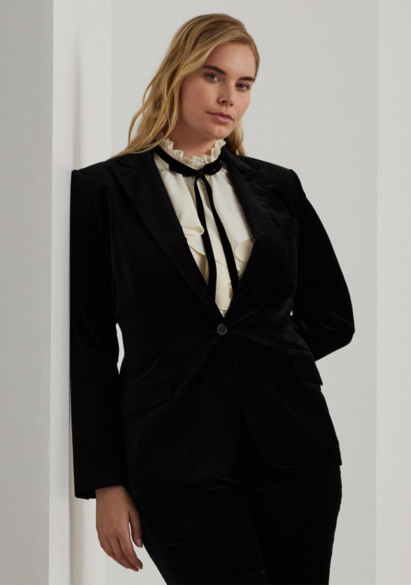 Plus Size Stretch Velvet Blazer