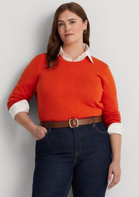 Lauren Ralph Lauren Plus Size Ruffled Two-Tone Polo Sweater