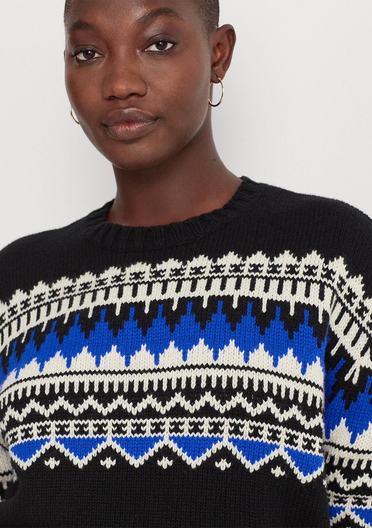 Plus Size Fair Isle Wool-Blend Crew Neck Sweater