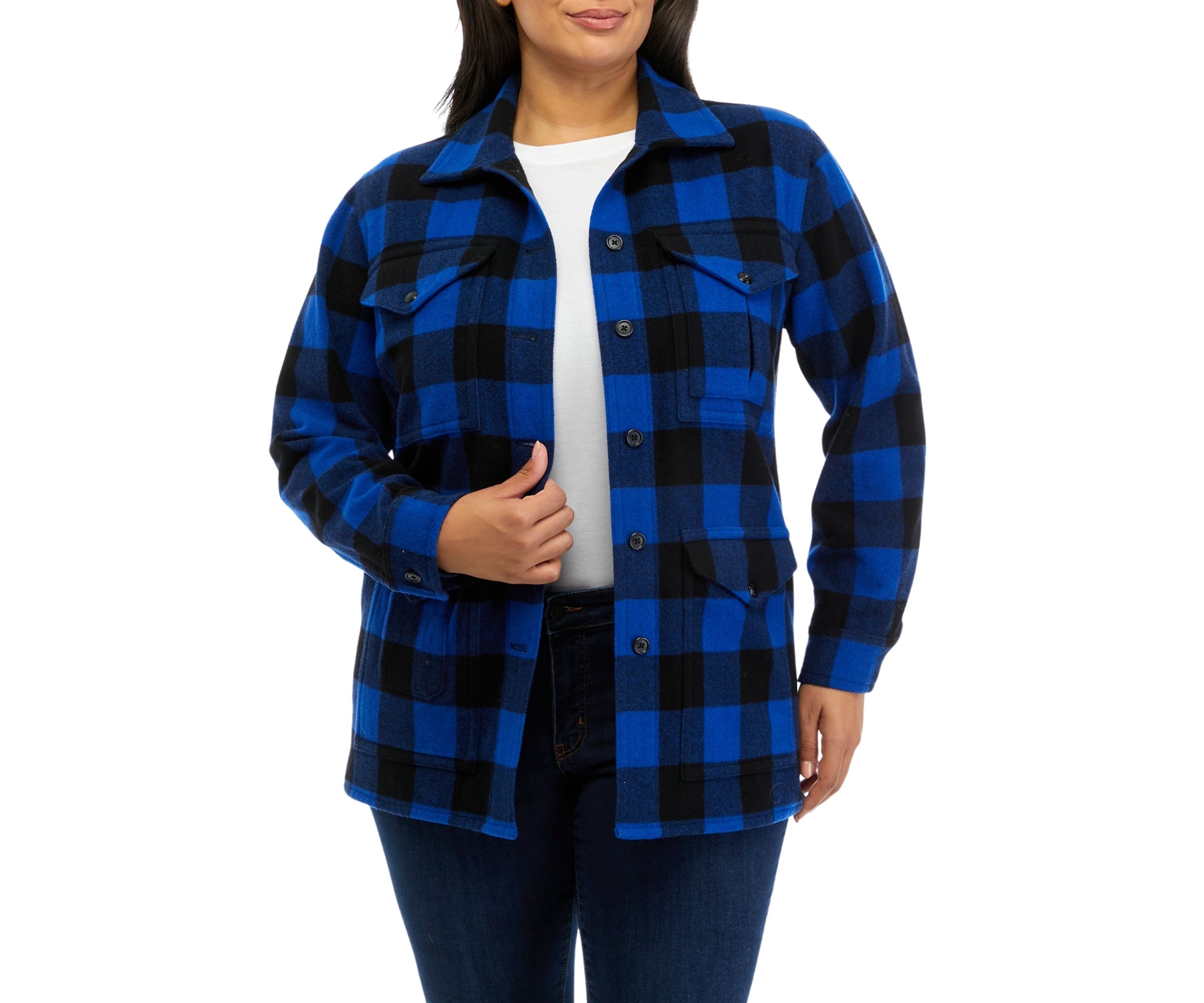 Plus Size Kealyah Buffalo Check Coat