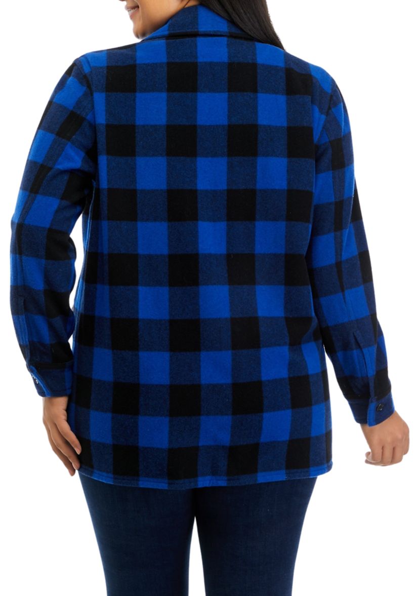 Plus Size Kealyah Buffalo Check Coat