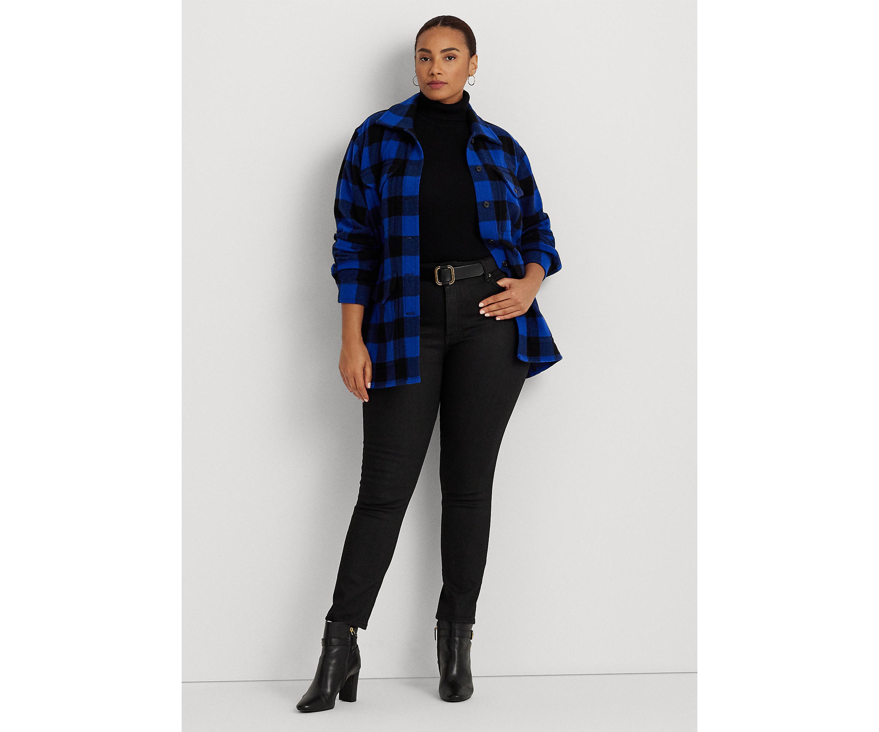 Plus Size Kealyah Buffalo Check Coat