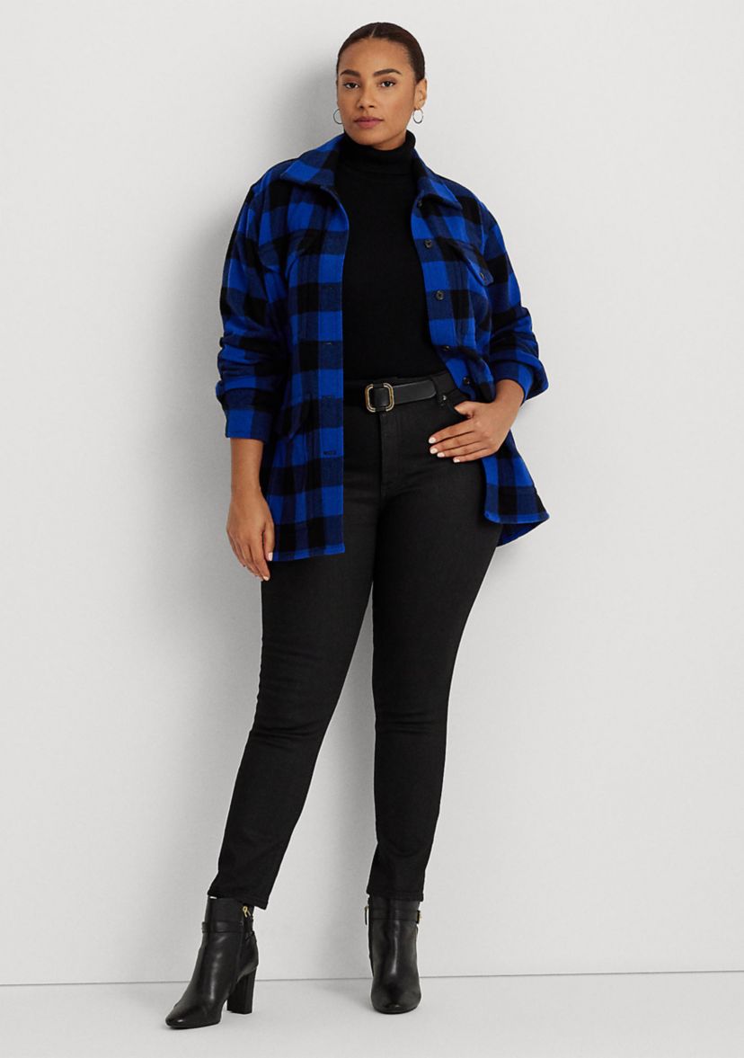 Plus Size Kealyah Buffalo Check Coat