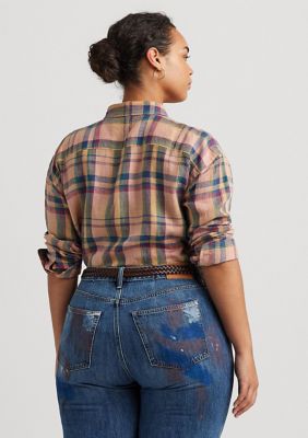 Lauren Jeans Ralph Lauren Blue Plaid Cotton Womens Shirt Blouse Plus Size  3X – IBBY